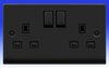 13A 2 Gang Switched Socket - Matt Black