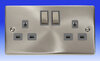 13A 2 Gang Switched Socket - Satin Chrome/Grey