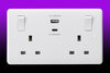 13 Amp 2 Gang Switched Socket c/w USB A+C (45 Watt)