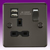 All Single with USB Sockets - Gun Metal product image