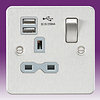 All Single with USB Sockets - Brushed Chrome product image