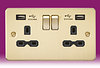 All Twin with USB Sockets - Brushed Brass product image