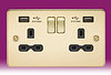 All Twin with USB Sockets - Brass product image