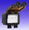 13A 2 Gang Switched Outdoor Socket with Dual USB A+C 20W - Black - IP66