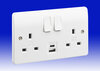 13 Amp 2 Gang Double Switched Socket c/w A + C USB