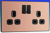 13 Amp 2 Gang Double DP Switched Socket - Evolve - Polished Copper