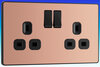 13A 2 Gang Double DP Switched Socket - Evolve - Polished Copper
