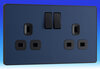 13 Amp 2 Gang Double DP Switched Socket - Evolve - Matt Blue