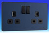 13A 2 Gang Double DP Switched Socket - Evolve - Matt Blue