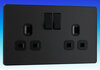 13 Amp 2 Gang Double DP Switched Socket - Evolve - Matt Black