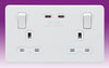 13A 2 Gang DP Switched Socket - 65W Fastcharge USB C+C - Matt White