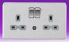 13A 2 Gang DP Switched Socket + Night Light - Br Chrome/Grey