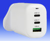 Fast Charge 65W 2xUSB-C + USB-A UK/US/EU Charger - White