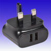 Twin USB Mains Plug Charger 2.4A - Black