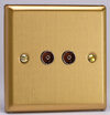 All Twin - FM Aerial Socket TV and Satellite Sockets - Classic Brushed Brass product image