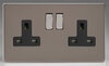 13 Amp 2 Gang DP Switched Socket - Screwless Pewter/Black