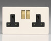 13 Amp 2 Gang DP Switched Socket - Screwless Primed/Brass/Black