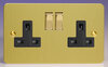 13A 2 Gang DP Switched Socket - Ultraflat Brushed Brass/Black