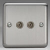 All Twin - FM Aerial Socket TV and Satellite Sockets - Brushed Chrome product image