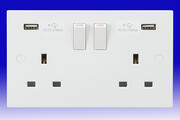 Telco White 13 Amp Switched Sockets with USB product image