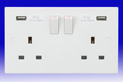 Telco White 13 Amp Switched Sockets with USB product image