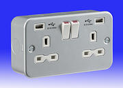 Knightsbridge Metalclad Sockets c/w Dual USB Charging Outlets product image