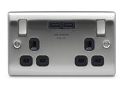 BG Nexus - USB Sockets - Brushed Steel product image