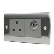 BG Nexus - 13 Amp Single Socket (key controlled) - Brushed Steel product image