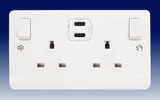 Click Mode Twin Sockets with USB - White product image 2