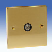 Edwardian Brass Tv Coaxial Sockets with Black Inserts product image