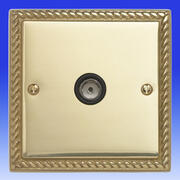 Georgian Brass Tv Coaxial Sockets with Black Inserts product image