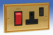 Georgian Brass 45 Amp and Cooker Sockets with Black Inserts product image
