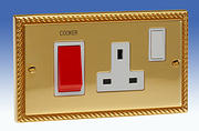 Georgian Brass 45 Amp and Cooker Sockets with White Inserts product image