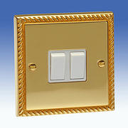 Georgian Brass Wall Switches with White Inserts product image