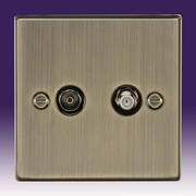 Knightsbridge - TV & Satellite Outlets - Square Edge Antique Brass product image 2