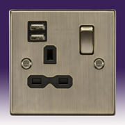Knightsbridge - 13 Amp Switched Sockets - Dual USB - Antique Brass product image 2