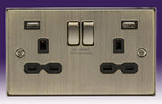 Knightsbridge - 13 Amp Switched Sockets - Dual USB - Antique Brass product image