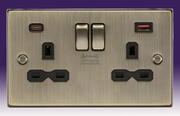 Knightsbridge - 13 Amp Switched Sockets - FastCharge USB - Antique Brass product image