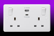 13 Amp 2 Gang Switched Socket c/w USB A + C (45 Watt) product image