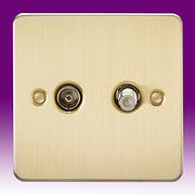 Flatplate - Brushed Brass TV & Satellite Sockets product image