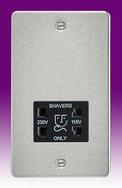 Flatplate - Brushed Chrome Dual Voltage Shaver Socket product image