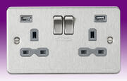 Flatplate - Brushed Chrome Sockets with USB product image