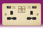 Flatplate - Brushed Brass Sockets with USB product image