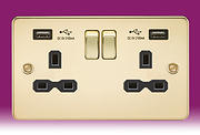 Flatplate - Polished Brass Sockets with USB product image
