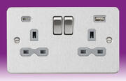 Flatplate - Brushed Chrome Sockets with USB product image 3