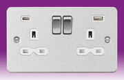 Flatplate - Brushed Chrome Sockets with USB product image 2
