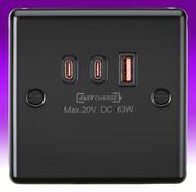 Rounded Edge - USB Charger Outlet - Matt Black product image