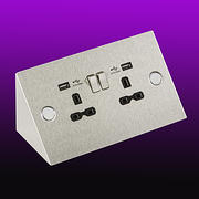 13A 2 Gang Worktop Socket c/w USB Charger Ports product image