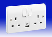 MK Logic Plus 13 Amp 2 Gang Double Switched Socket with USB product image 2