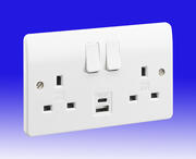 MK Logic Plus 13 Amp 2 Gang Double Switched Socket with USB product image 3